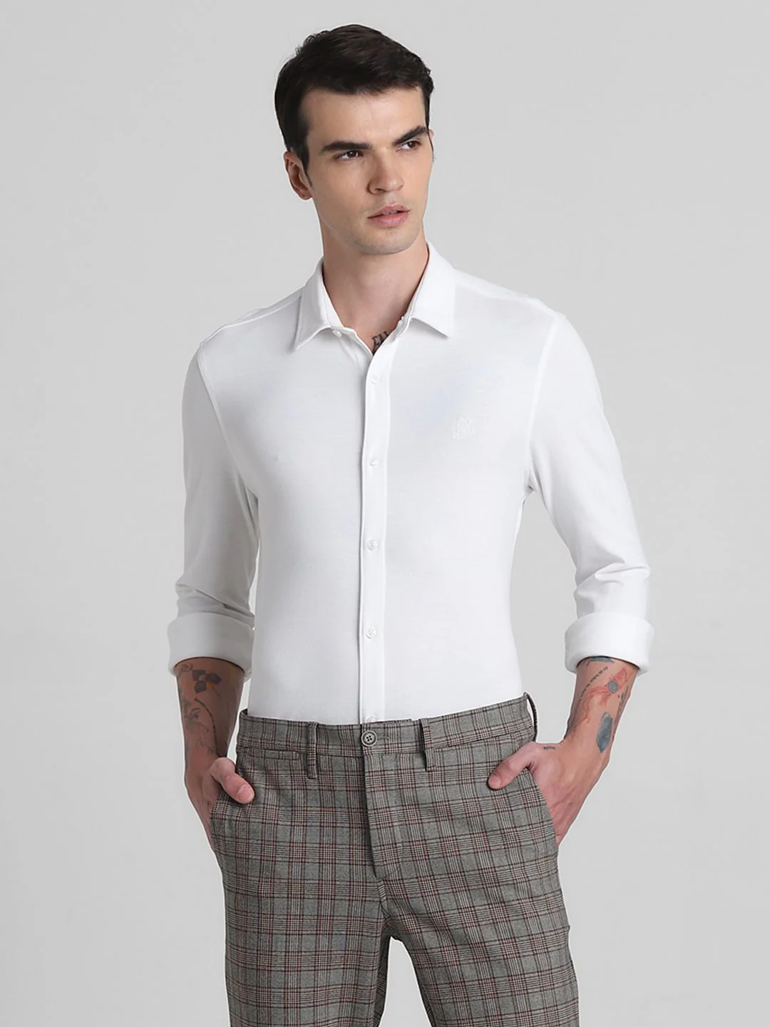 White Knit Full Sleeves Shirt - Image 2