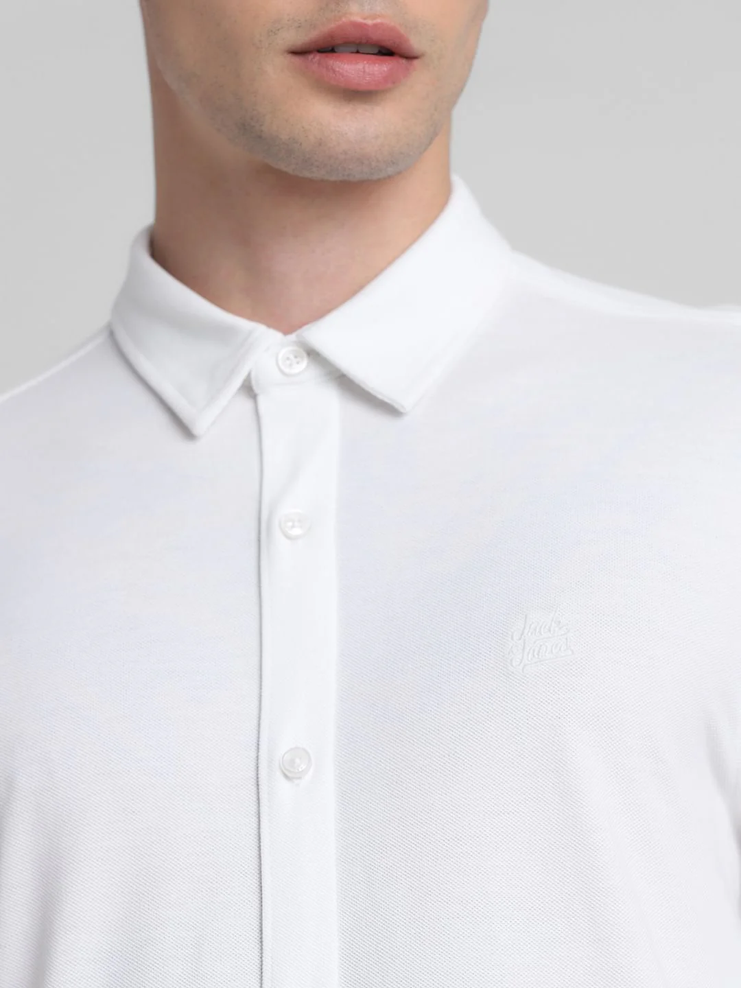 White Knit Full Sleeves Shirt - Image 5