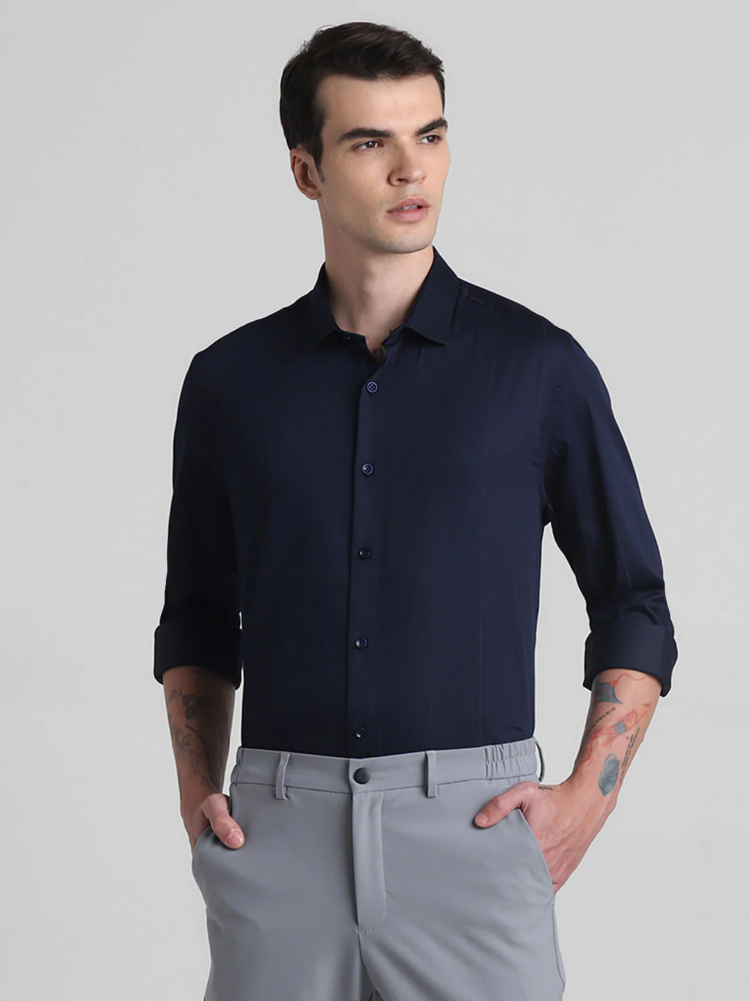 Dark Blue Full Sleeves Shirt - Image 2