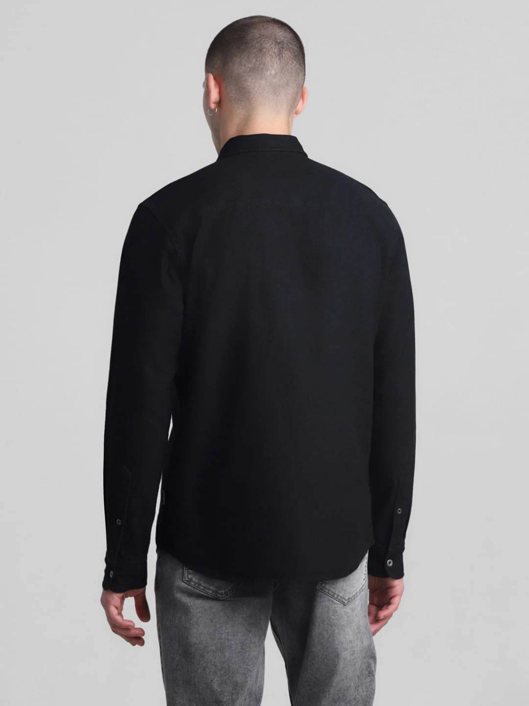 Black Full Sleeves Denim Shirt - Image 4
