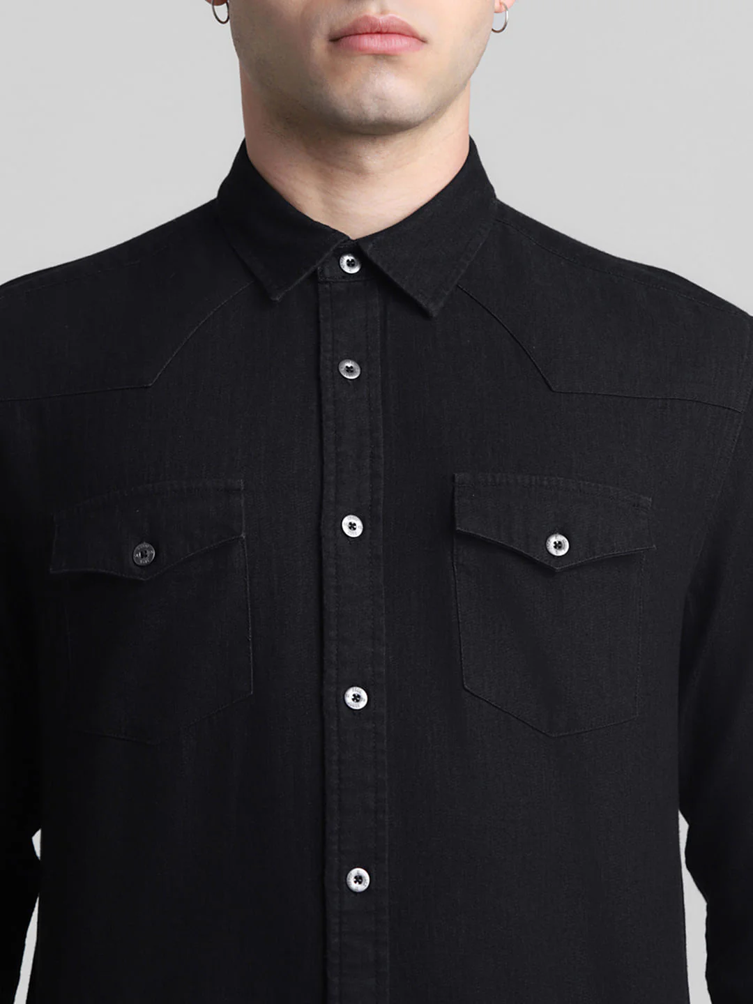 Black Full Sleeves Denim Shirt - Image 5