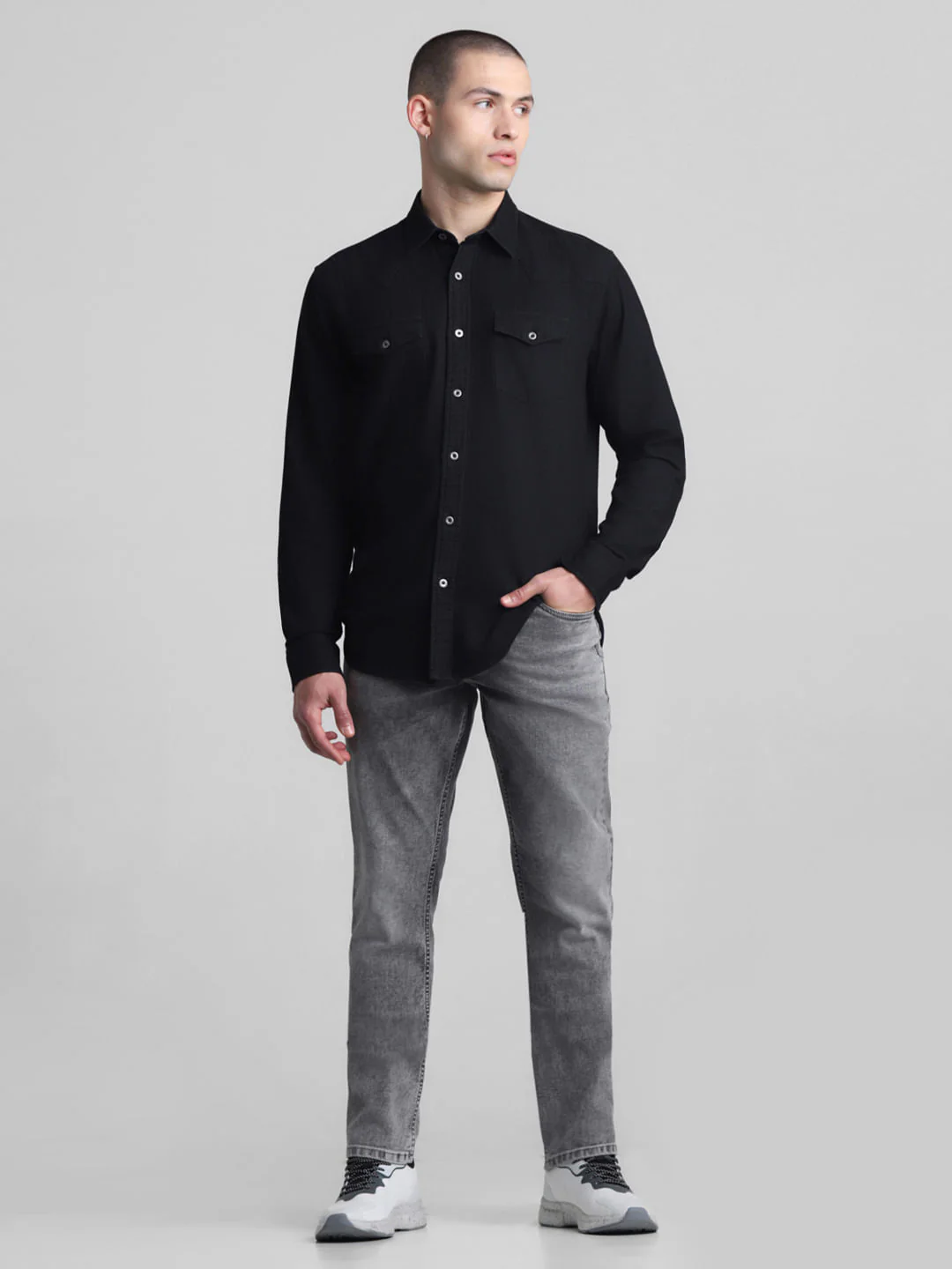 Black Full Sleeves Denim Shirt - Image 6