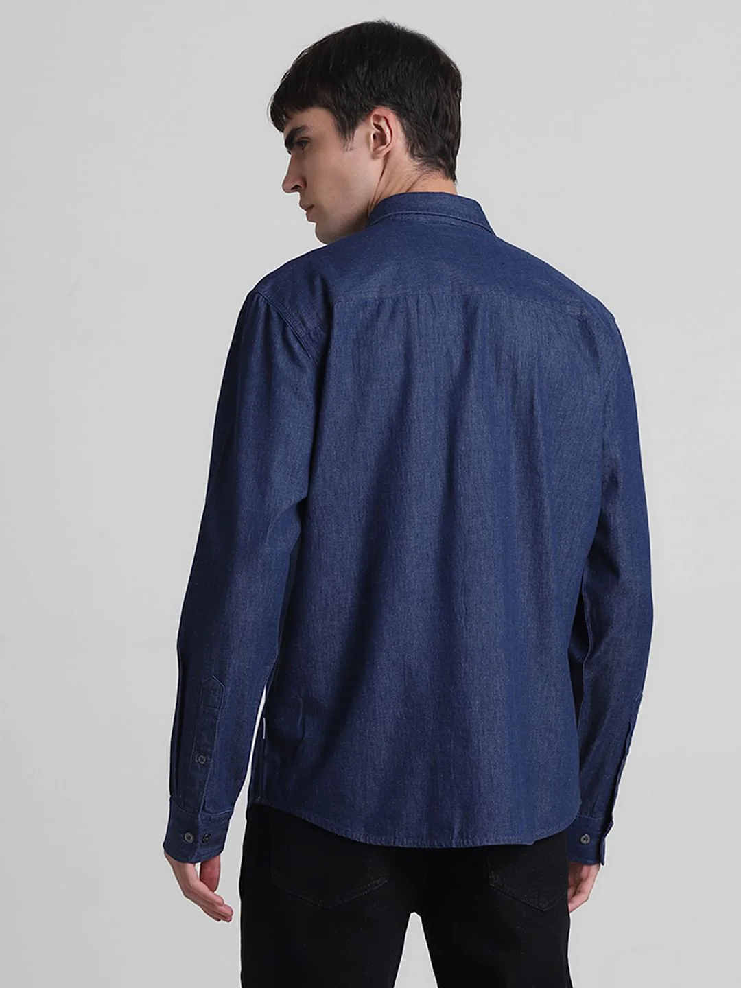 Dark Blue Cotton Denim Shirt - Image 4