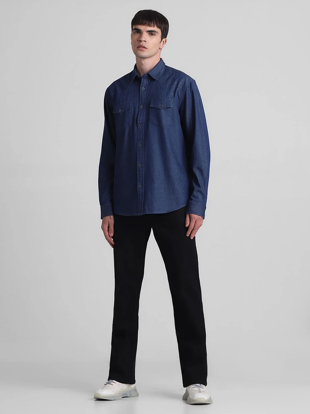 Dark Blue Cotton Denim Shirt - Image 5