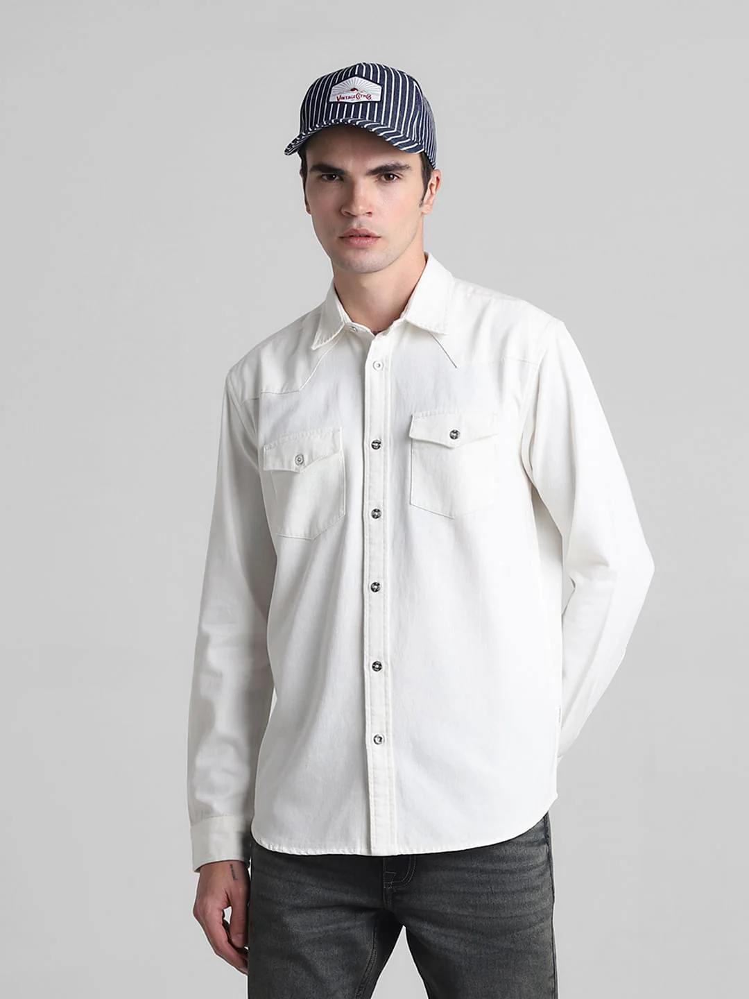 Ecru Denim Full Sleeves Shirt