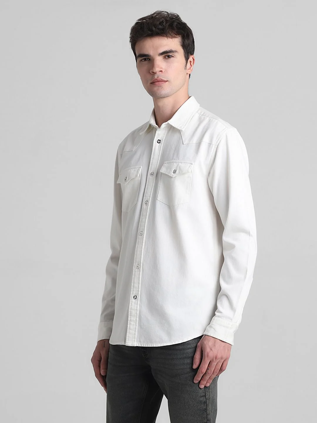 Ecru Denim Full Sleeves Shirt - Image 3