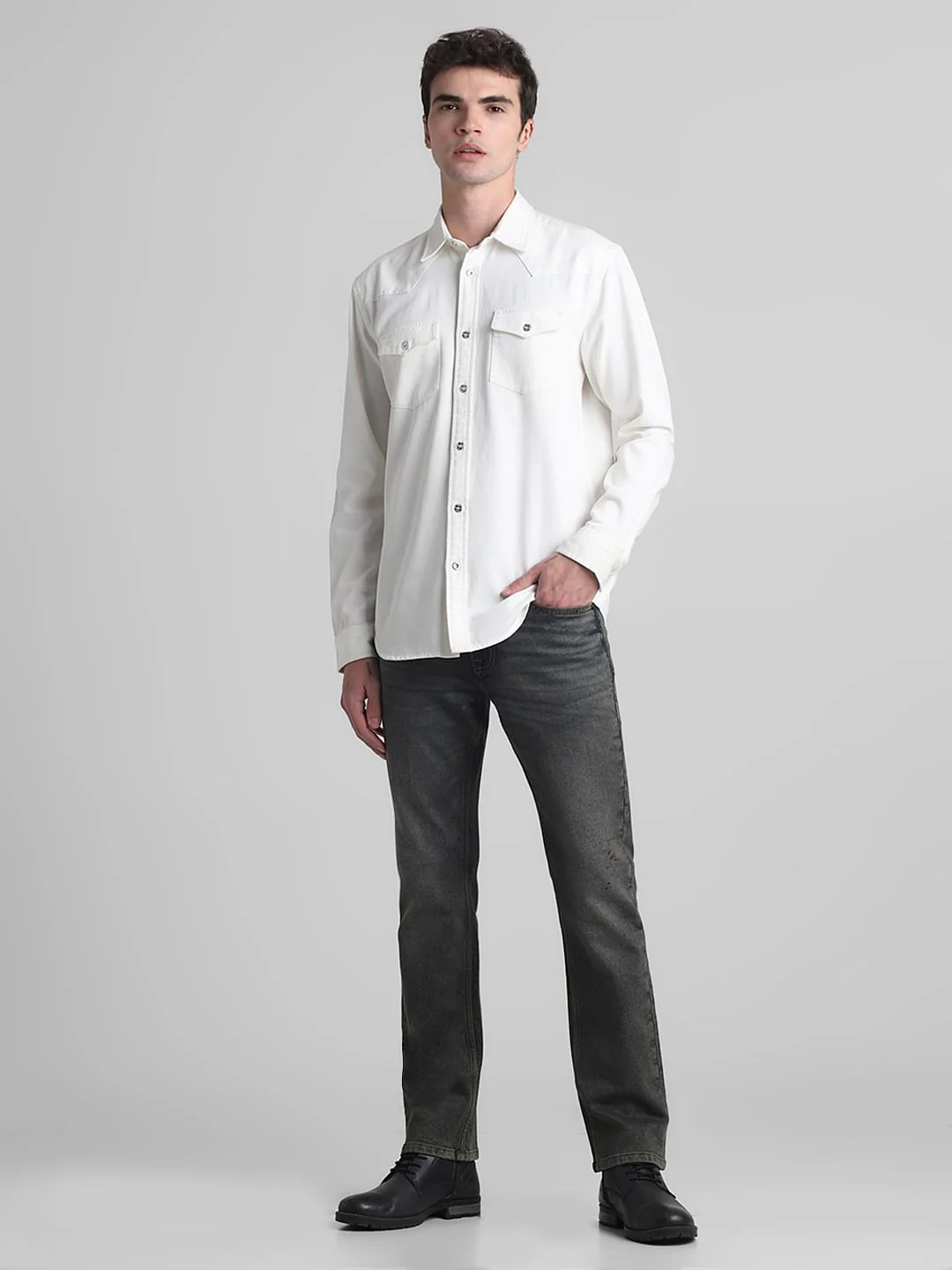Ecru Denim Full Sleeves Shirt - Image 6