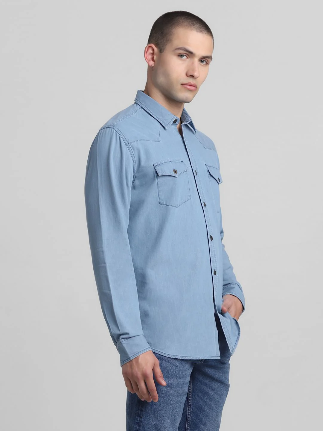 Light Blue Full Sleeves Denim Shirt - Image 3
