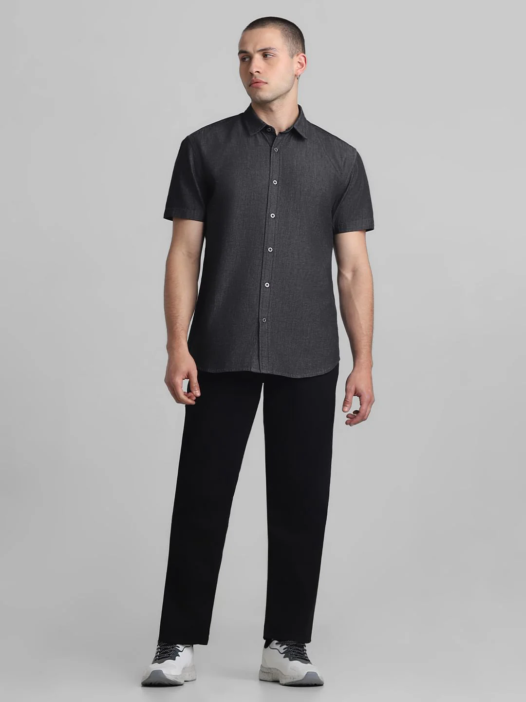 Black Denim Short Sleeves Shirt - Image 6