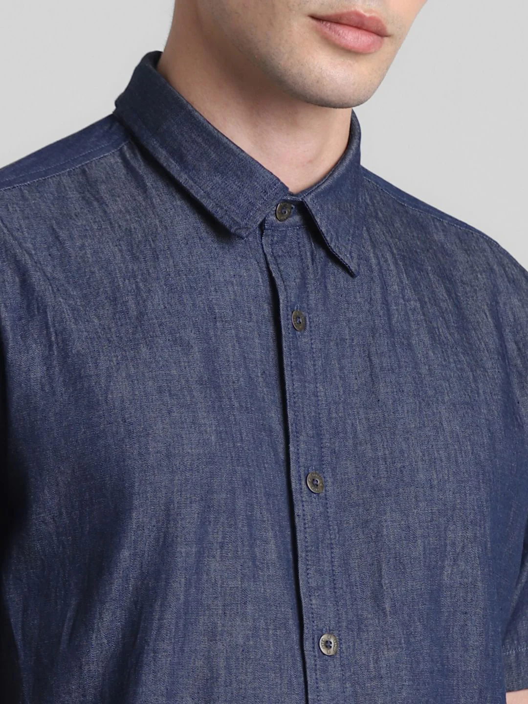 Dark Blue Denim Short Sleeves Shirt - Image 5