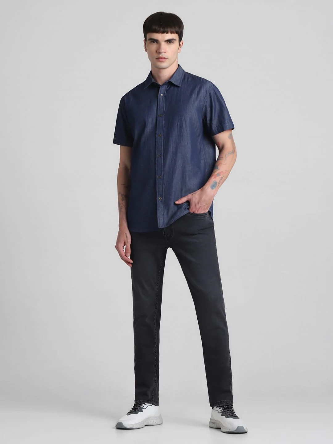 Dark Blue Denim Short Sleeves Shirt - Image 6