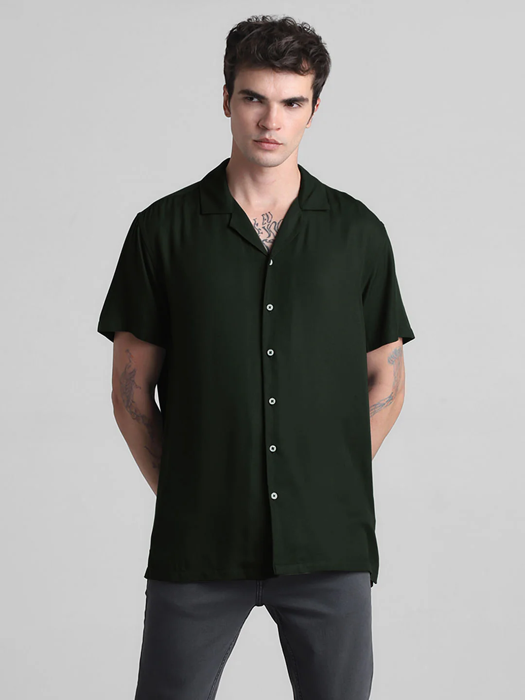Dark Green Short Sleeves Shirt - Image 2