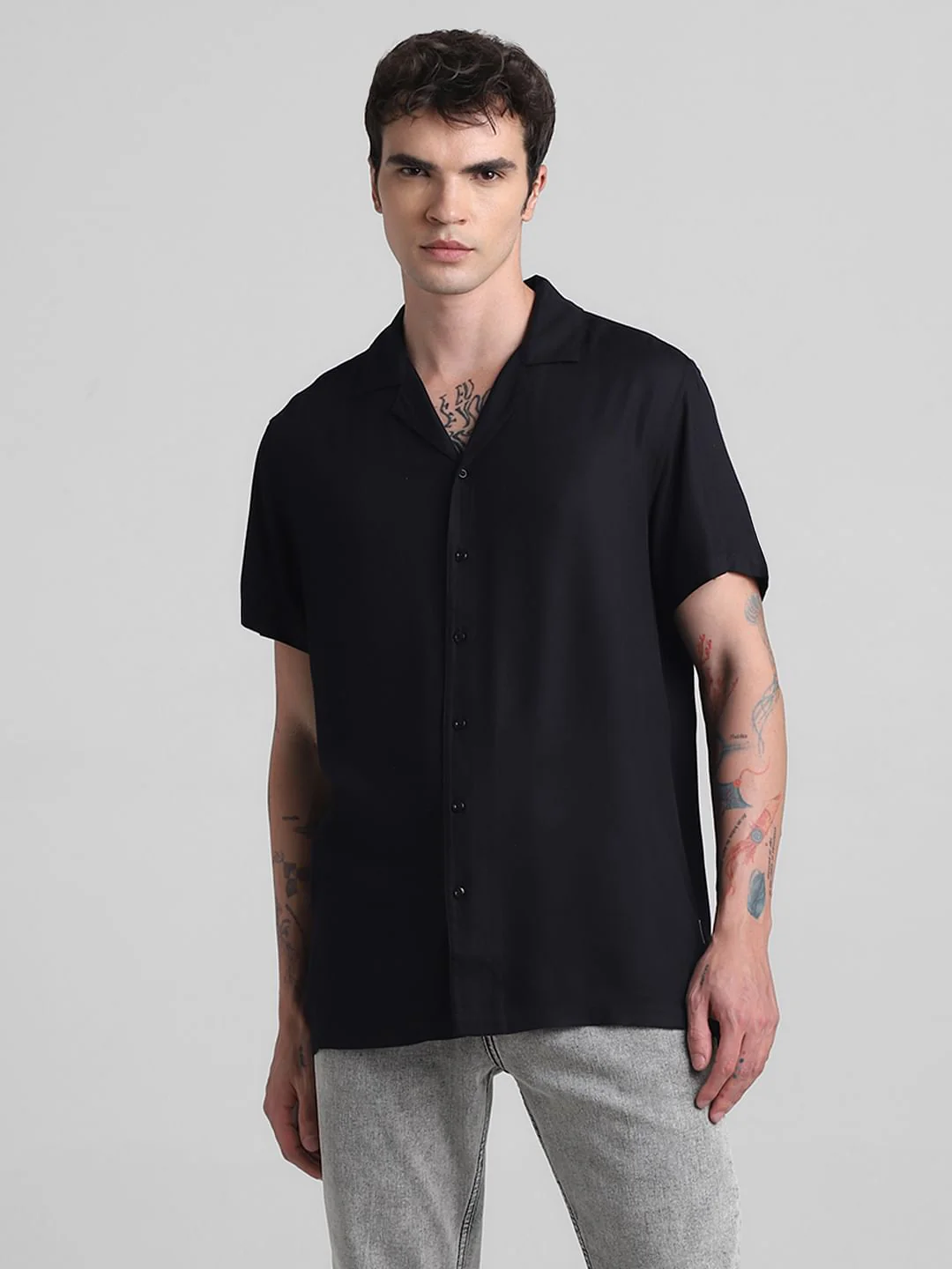 Black Cotton Short Sleeves Shirt - Image 2