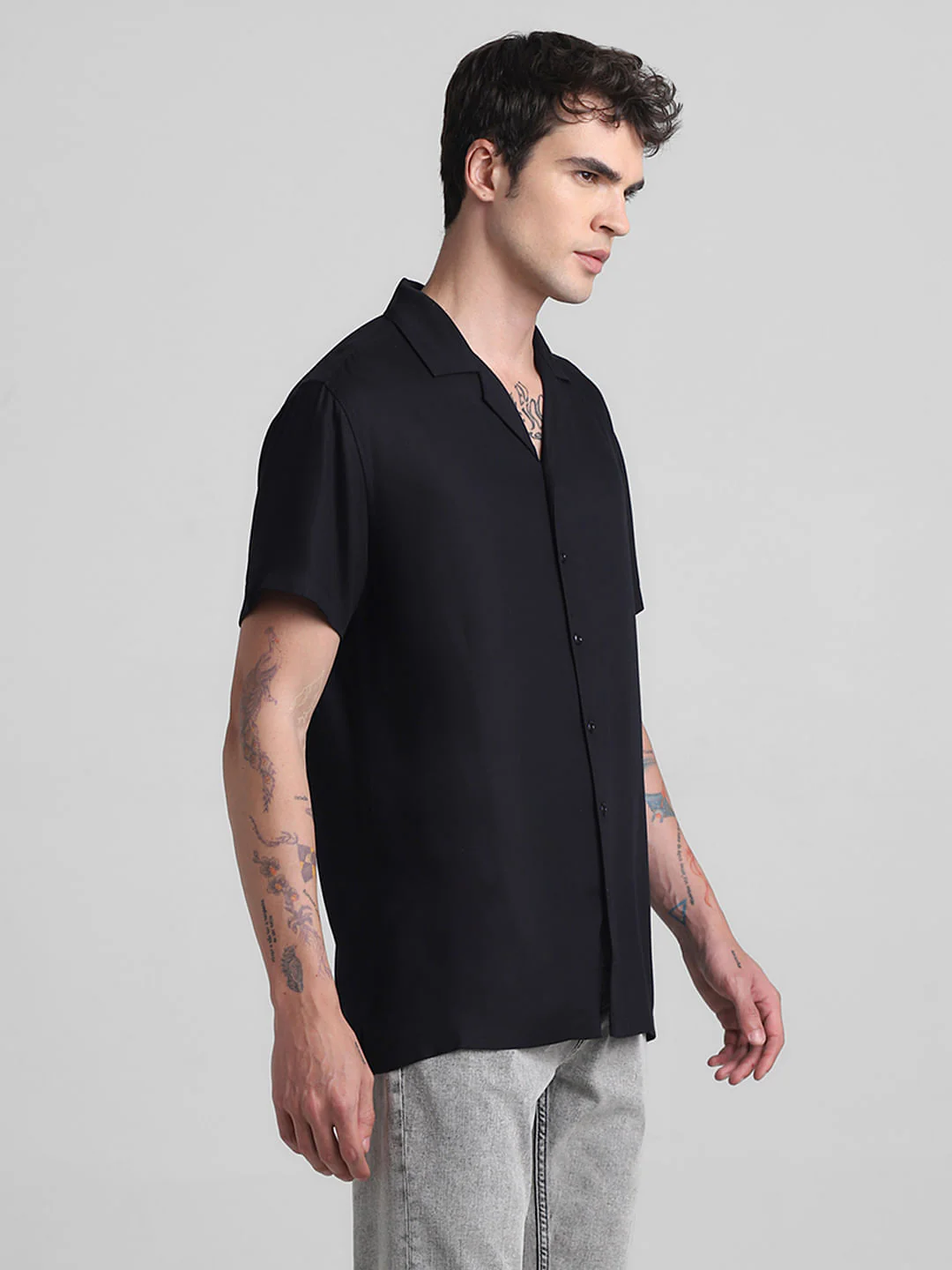 Black Cotton Short Sleeves Shirt - Image 3