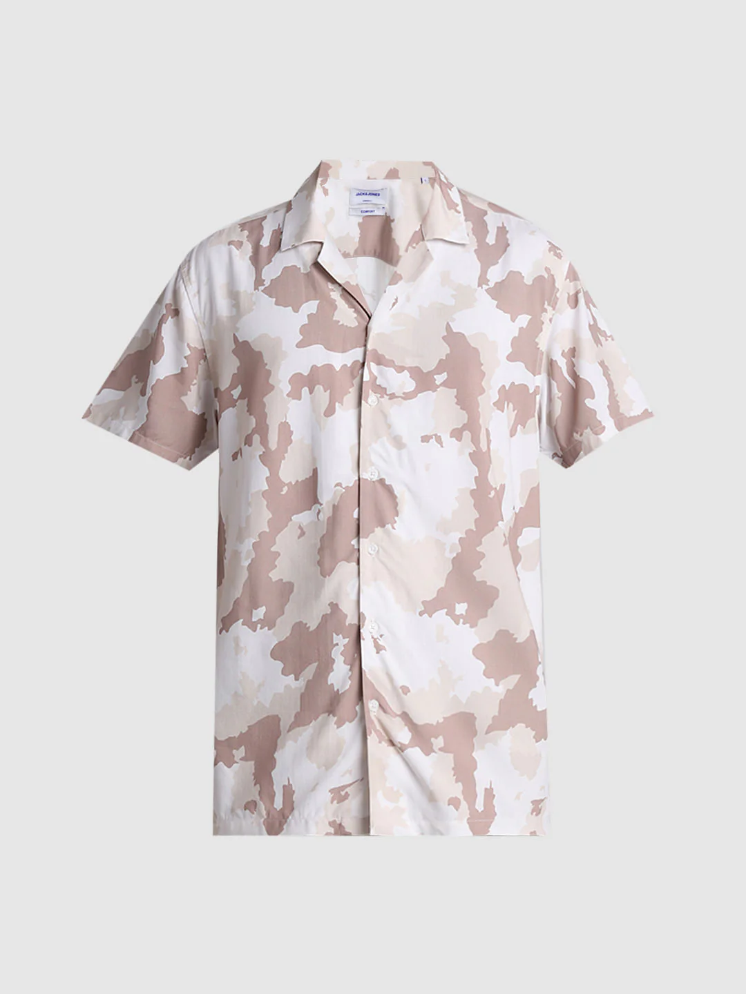 Beige Camo Print Short Sleeves Shirt - Image 7