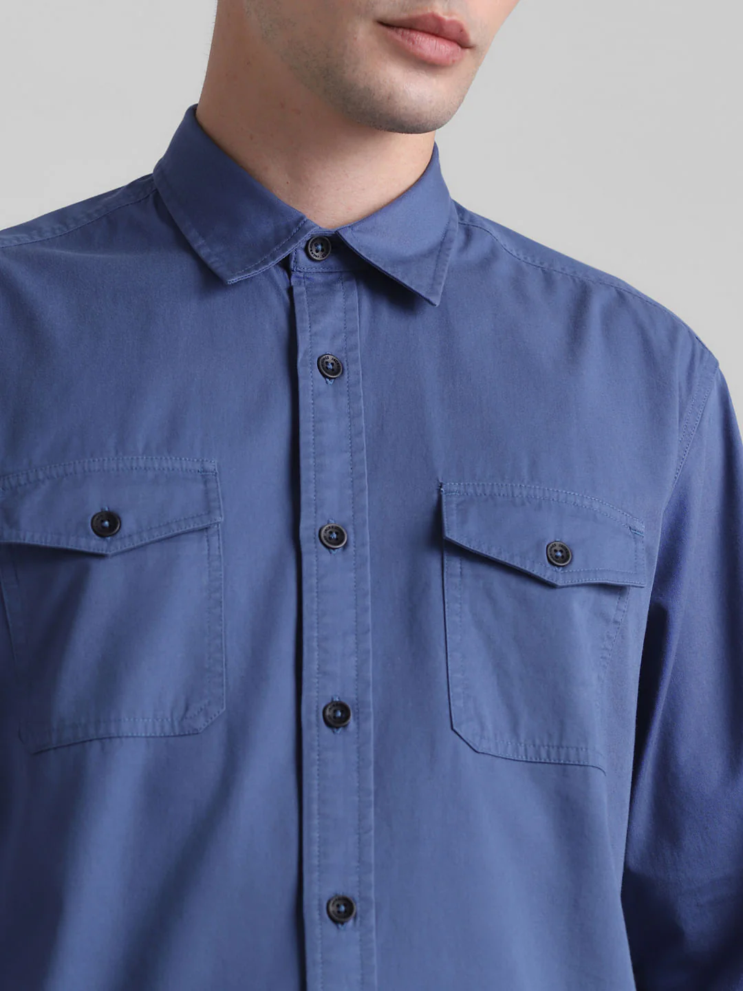 Blue Cotton Full Sleeves Shirt - Image 5