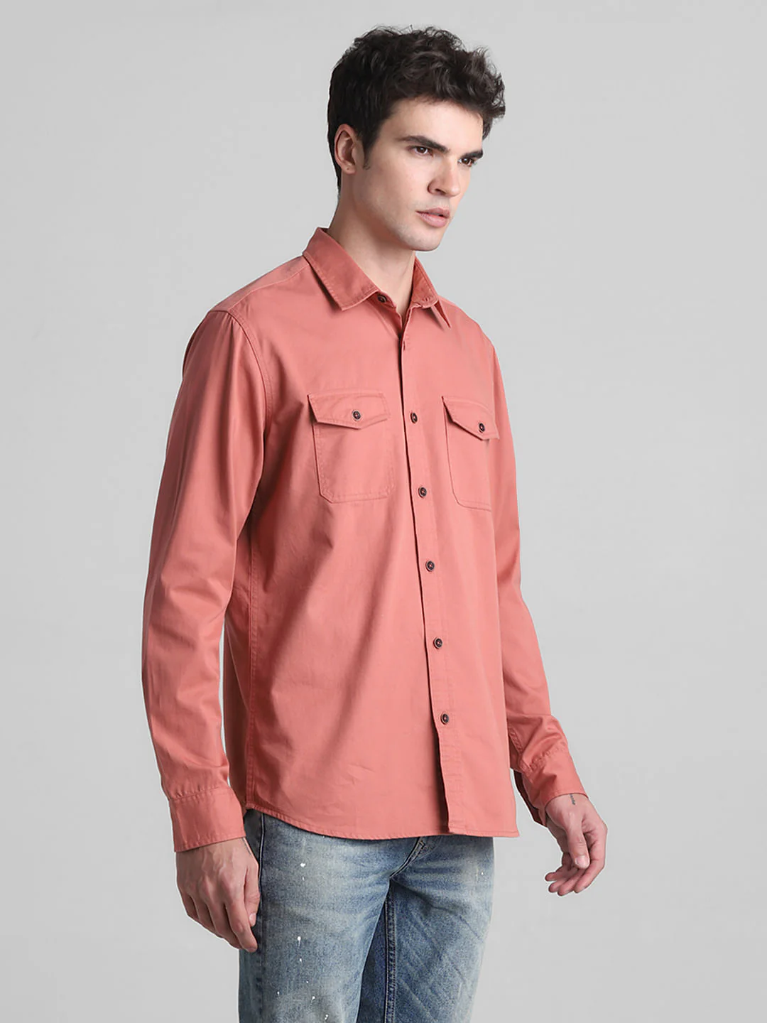 Red Cotton Full Sleeves Shirt - Image 3