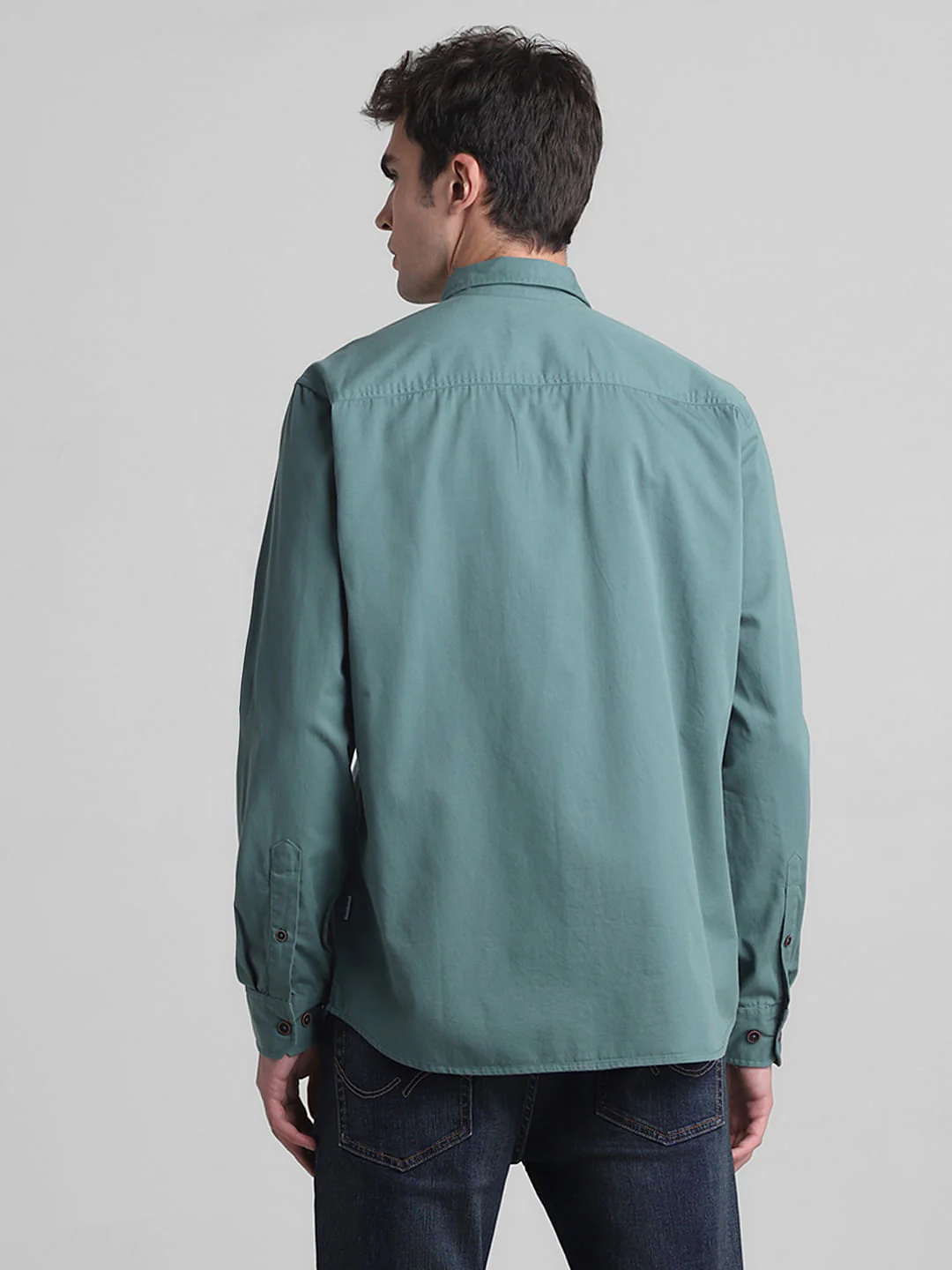 Green Cotton Full Sleeves Shirt - Image 4
