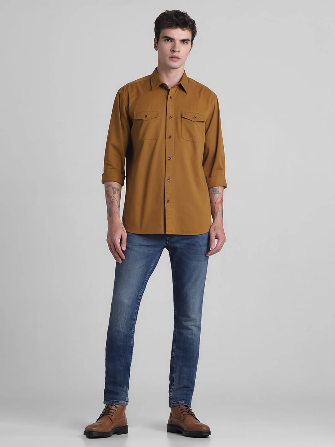 Brown Cotton Full Sleeves Shirt - Image 6