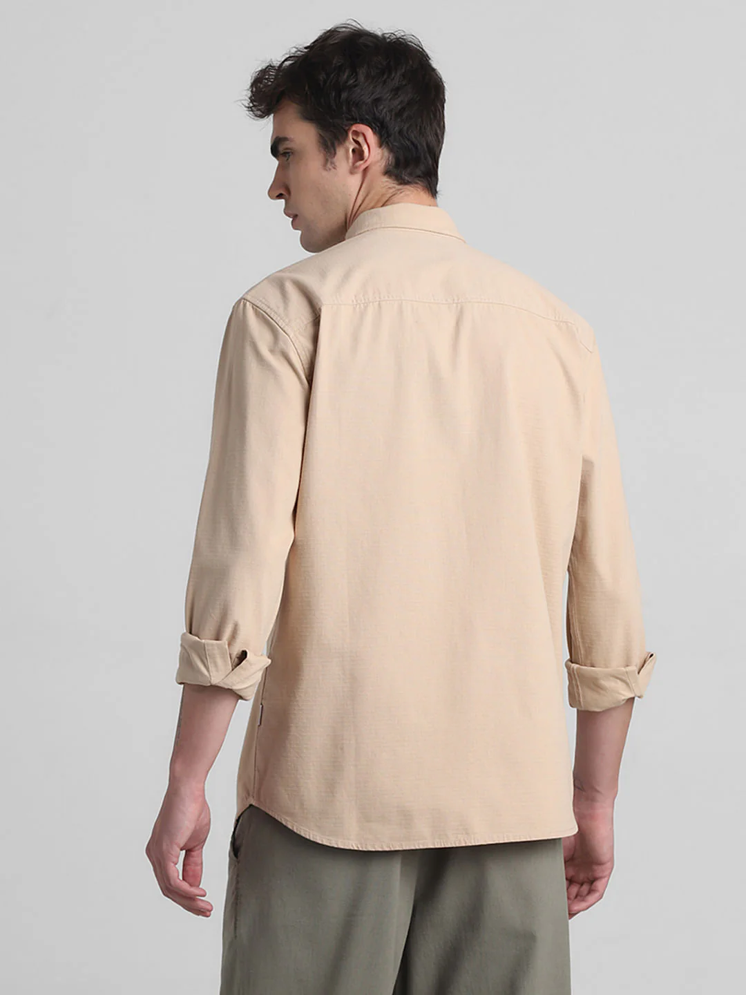 Light Brown Cotton Full Sleeves Shirt - Image 4