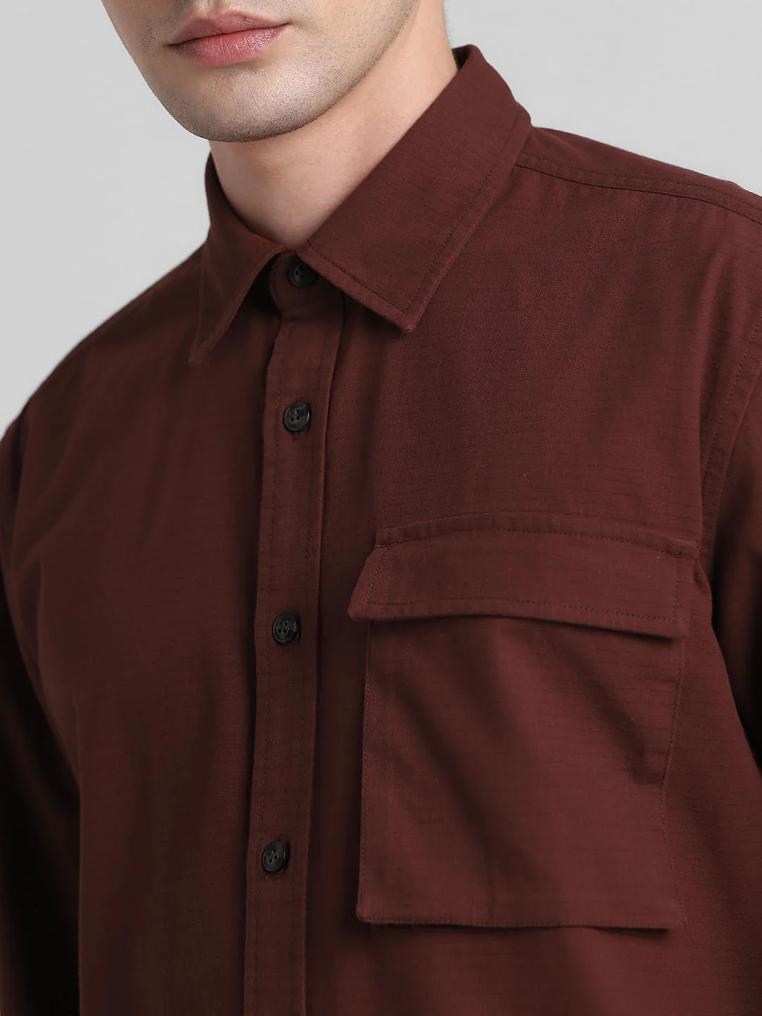 Maroon Cotton Full Sleeves Shirt - Image 5