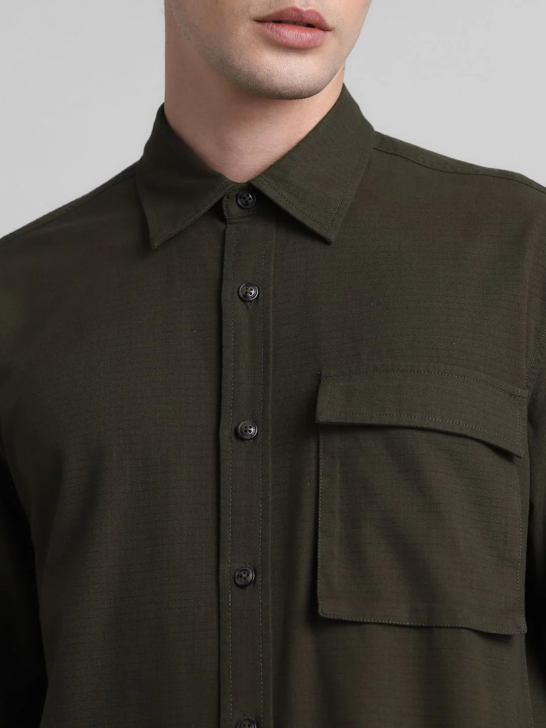 Green Cotton Full Sleeves Shirt - Image 5