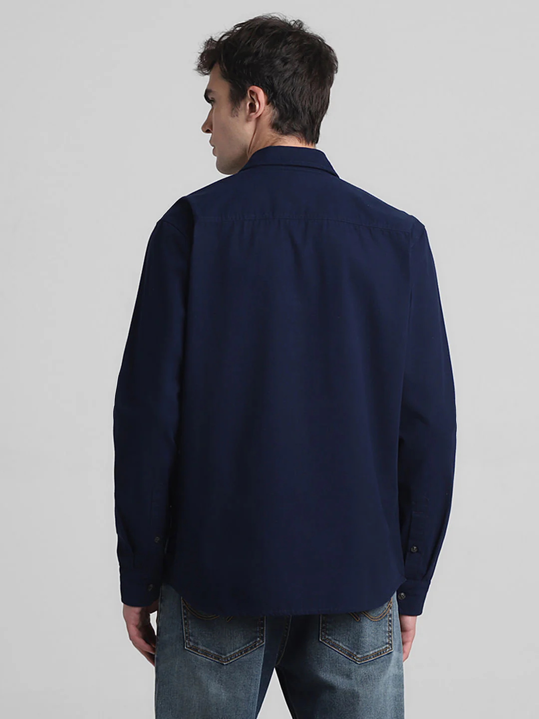 Dark Blue Cotton Full Sleeves Shirt - Image 4