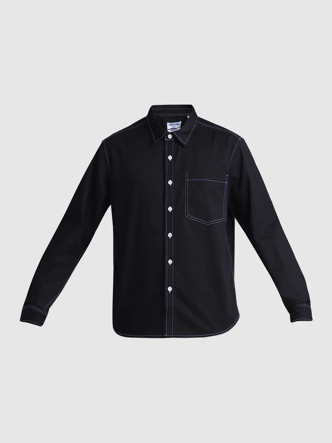 Black Contrast Stitch Full Sleeves Shirt - Image 7