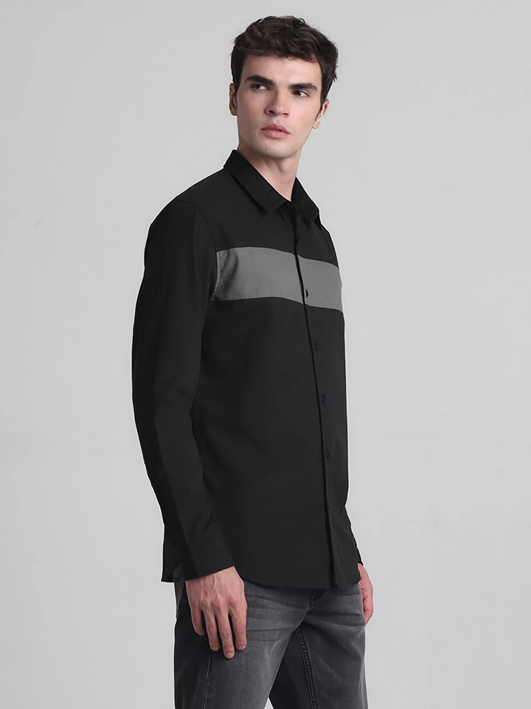 Black Colourblocked Full Sleeves Shirt - Image 3