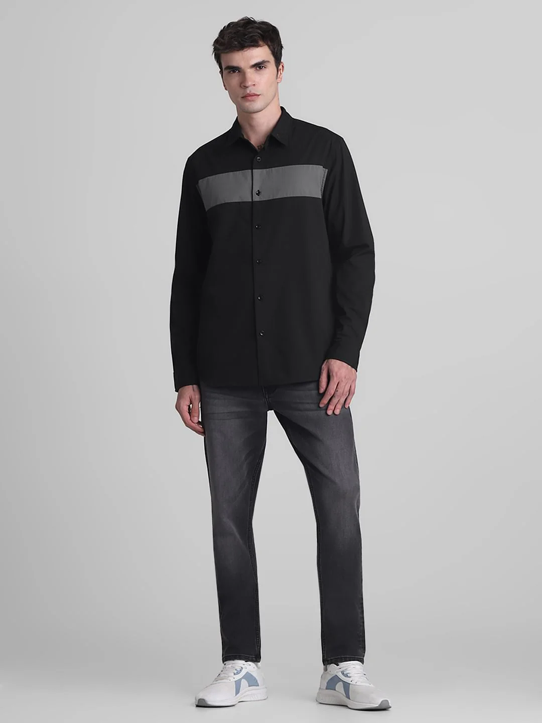 Black Colourblocked Full Sleeves Shirt - Image 6