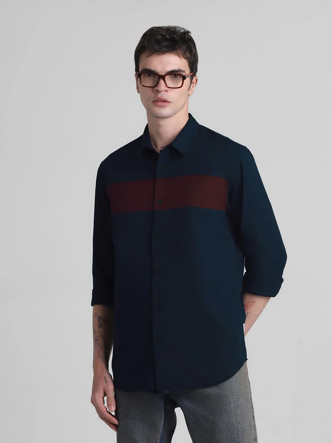 Dark Blue Cotton Full Sleeves Shirt