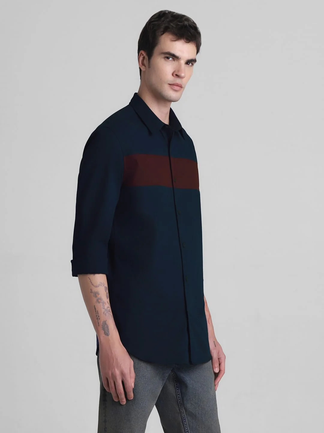 Dark Blue Cotton Full Sleeves Shirt - Image 3