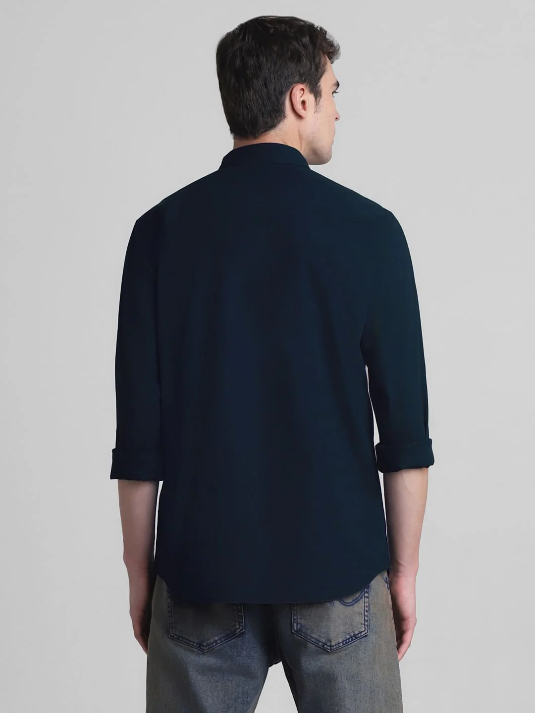 Dark Blue Cotton Full Sleeves Shirt - Image 4