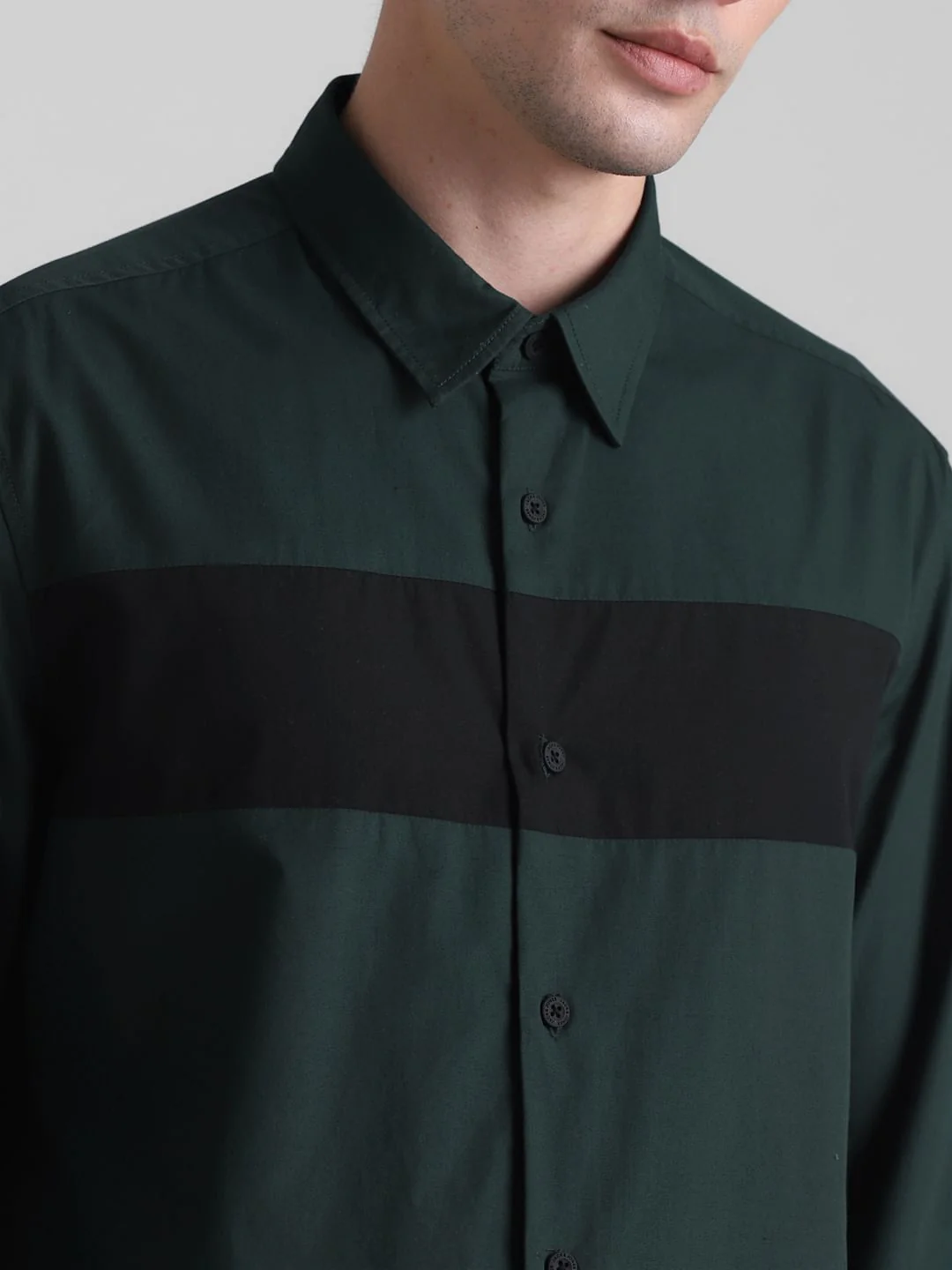 Dark Green Cotton Full Sleeves Shirt - Image 5