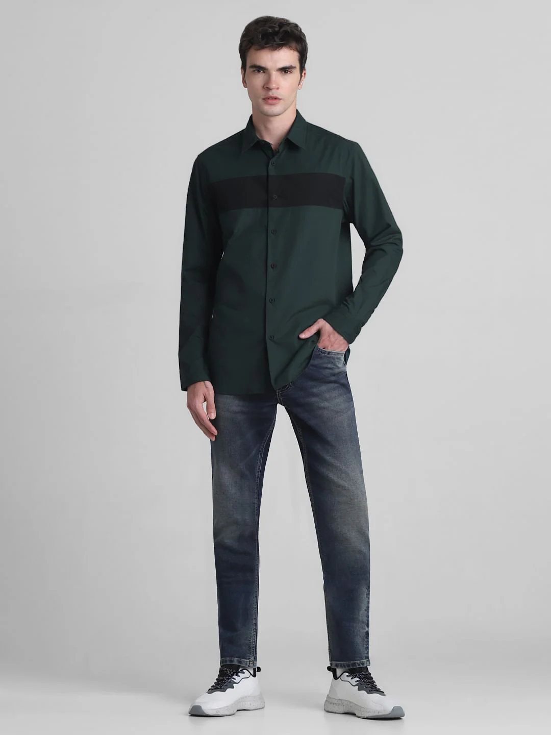 Dark Green Cotton Full Sleeves Shirt - Image 6