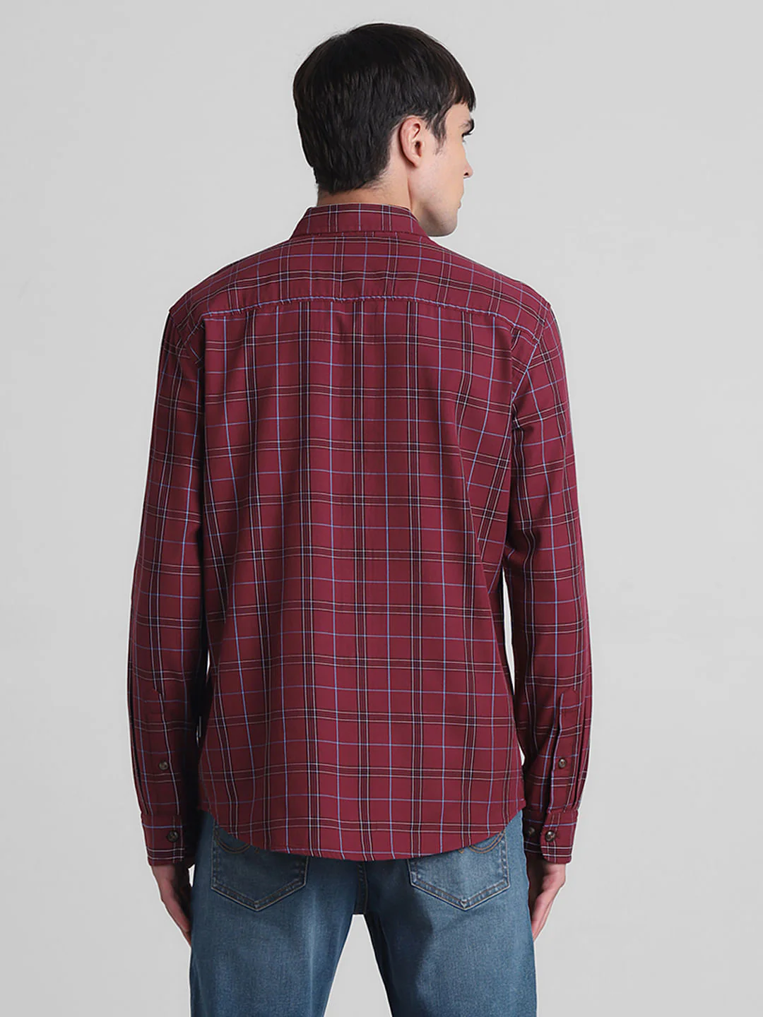 Red Cotton Check Full Sleeves Shirt - Image 4