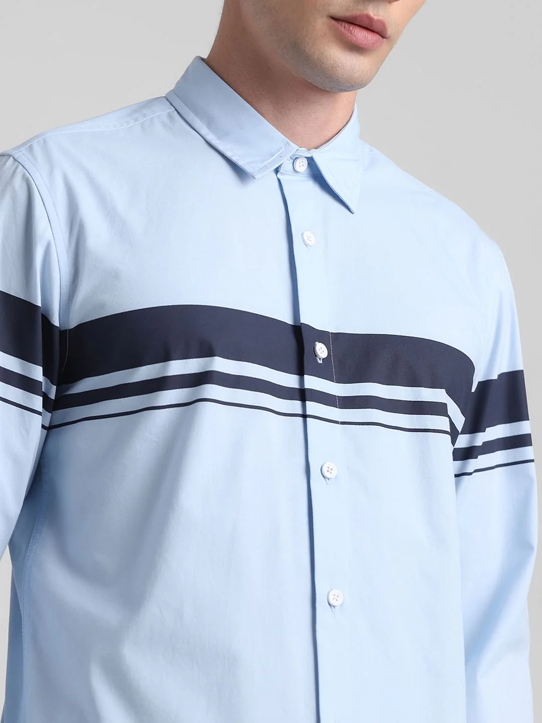 Light Blue Cotton Full Sleeves Shirt - Image 5