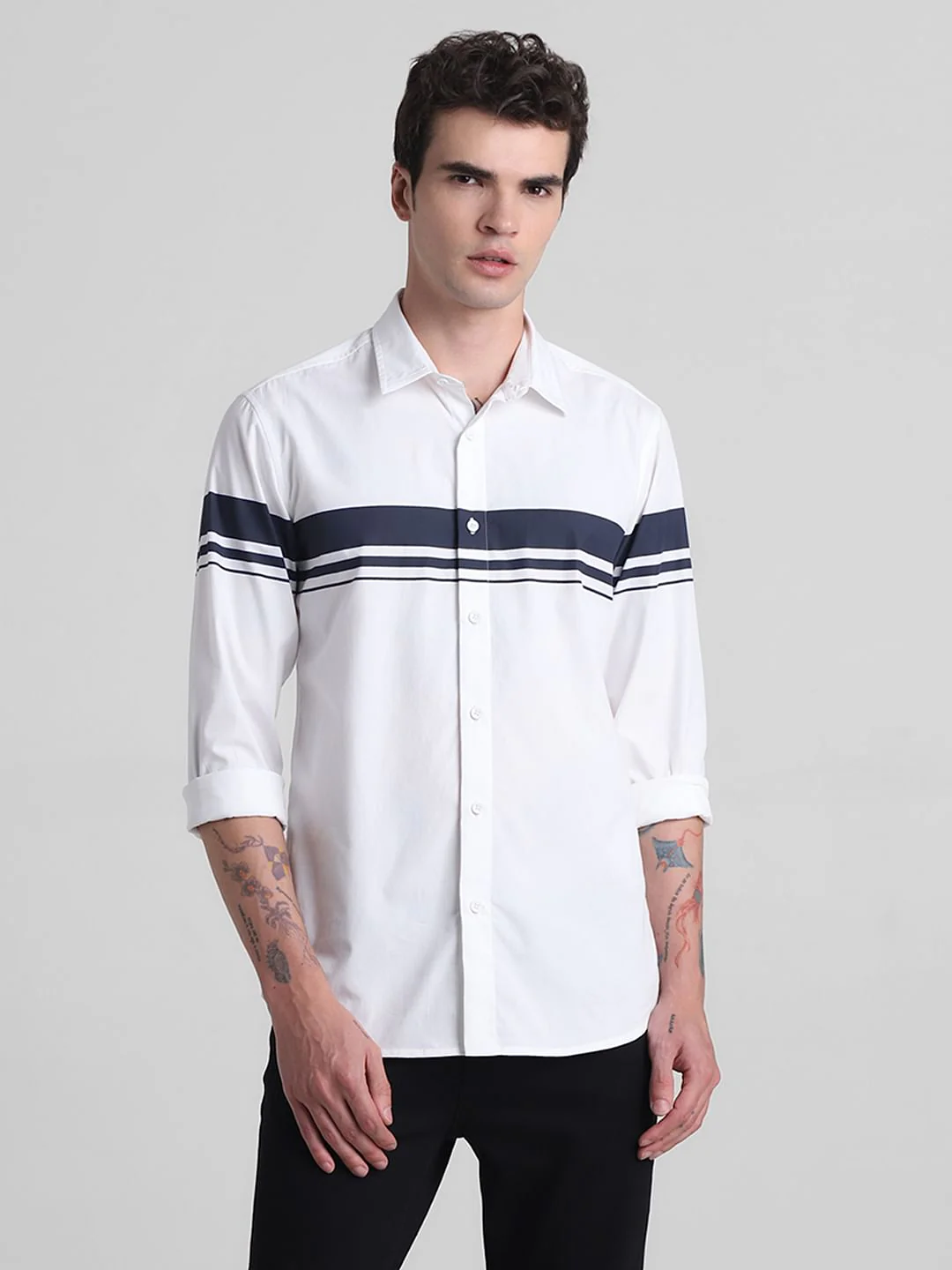 White Cotton Full Sleeves Shirt - Image 2
