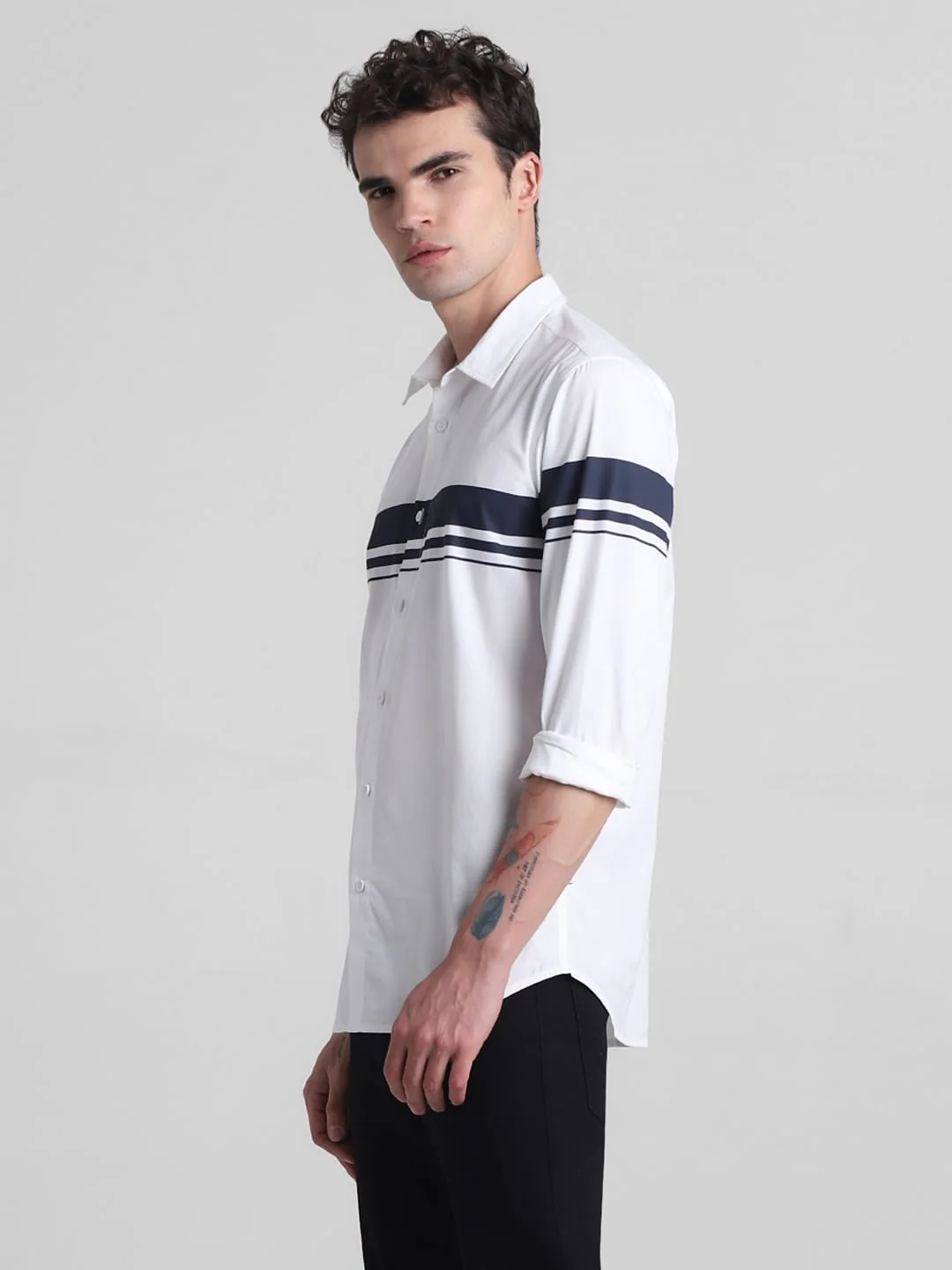 White Cotton Full Sleeves Shirt - Image 3