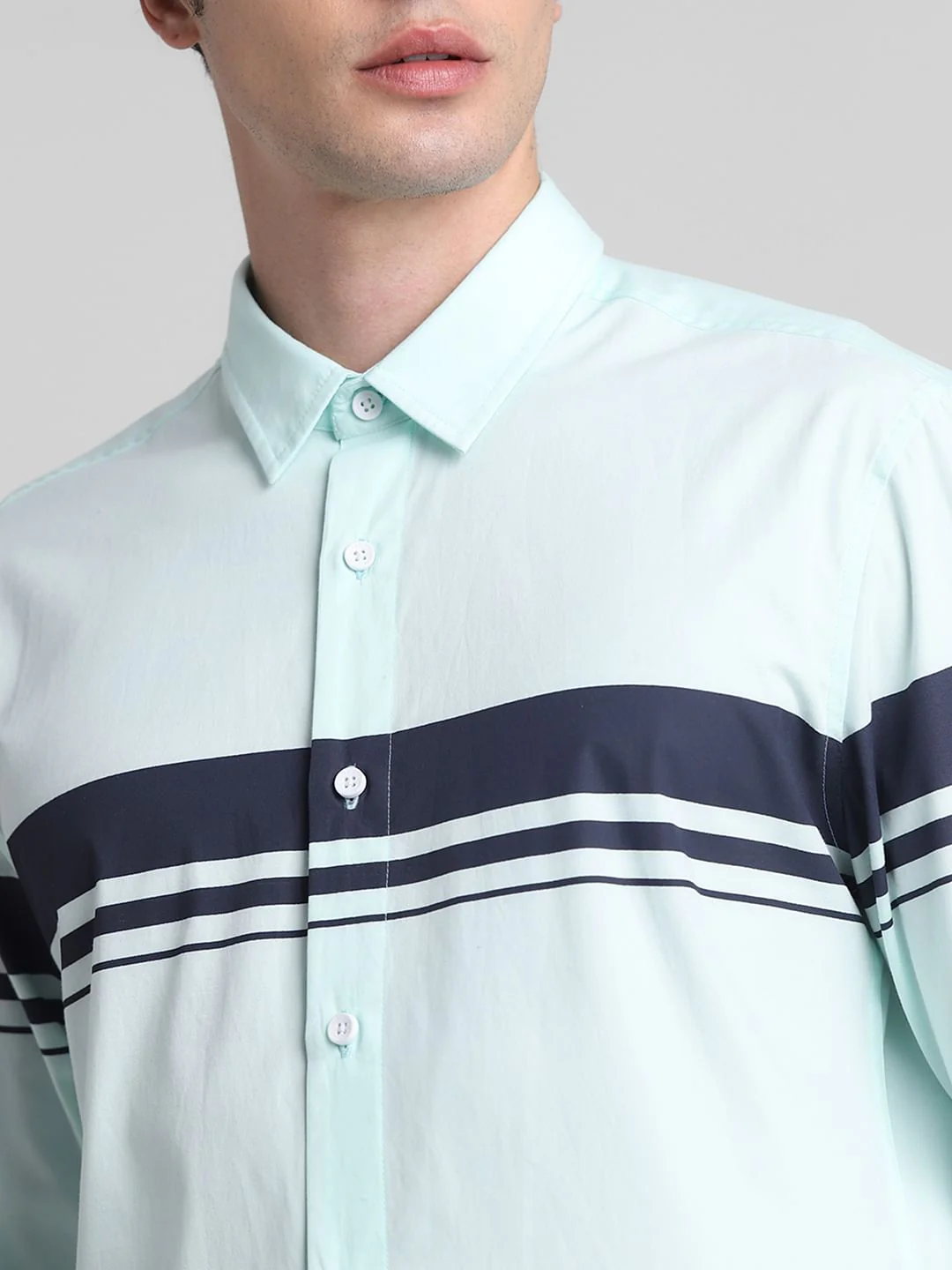 Mint Green Cotton Full Sleeves Shirt - Image 5