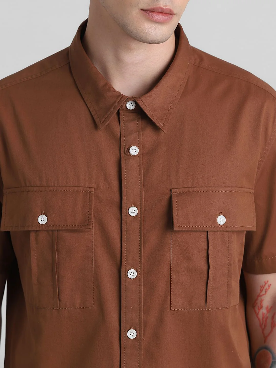 Brown Oversized Short Sleeves Shirt - Image 5