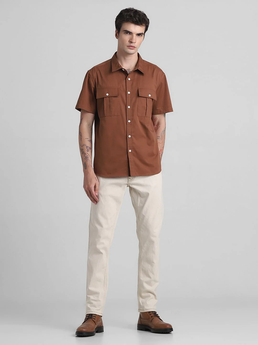 Brown Oversized Short Sleeves Shirt - Image 6
