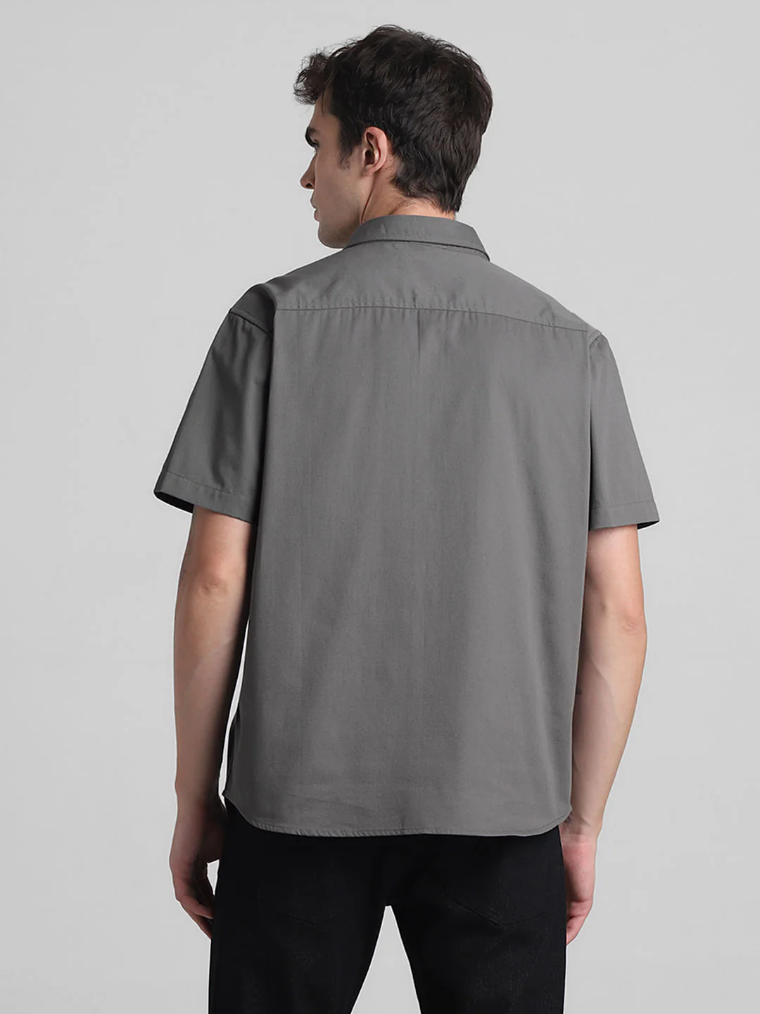 Dark Grey Oversized Short Sleeves Shirt - Image 4