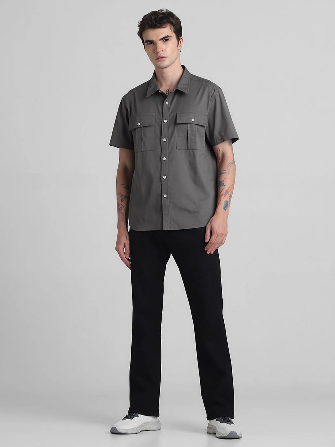 Dark Grey Oversized Short Sleeves Shirt - Image 6