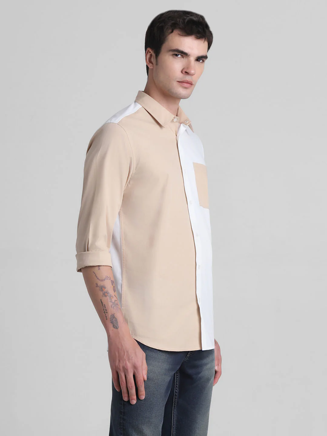 Brown Colourblocked Full Sleeves Shirt - Image 3