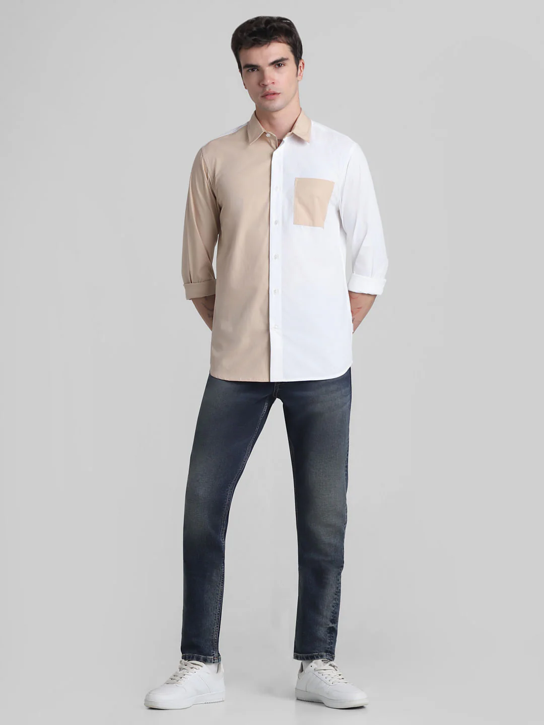Brown Colourblocked Full Sleeves Shirt - Image 6