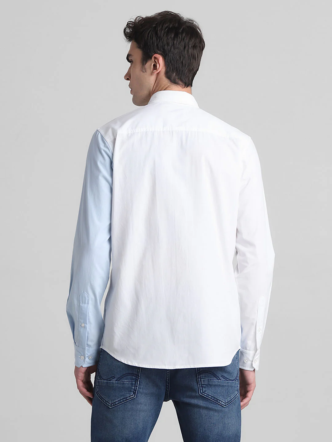 Blue Colourblocked Full Sleeves Shirt - Image 4