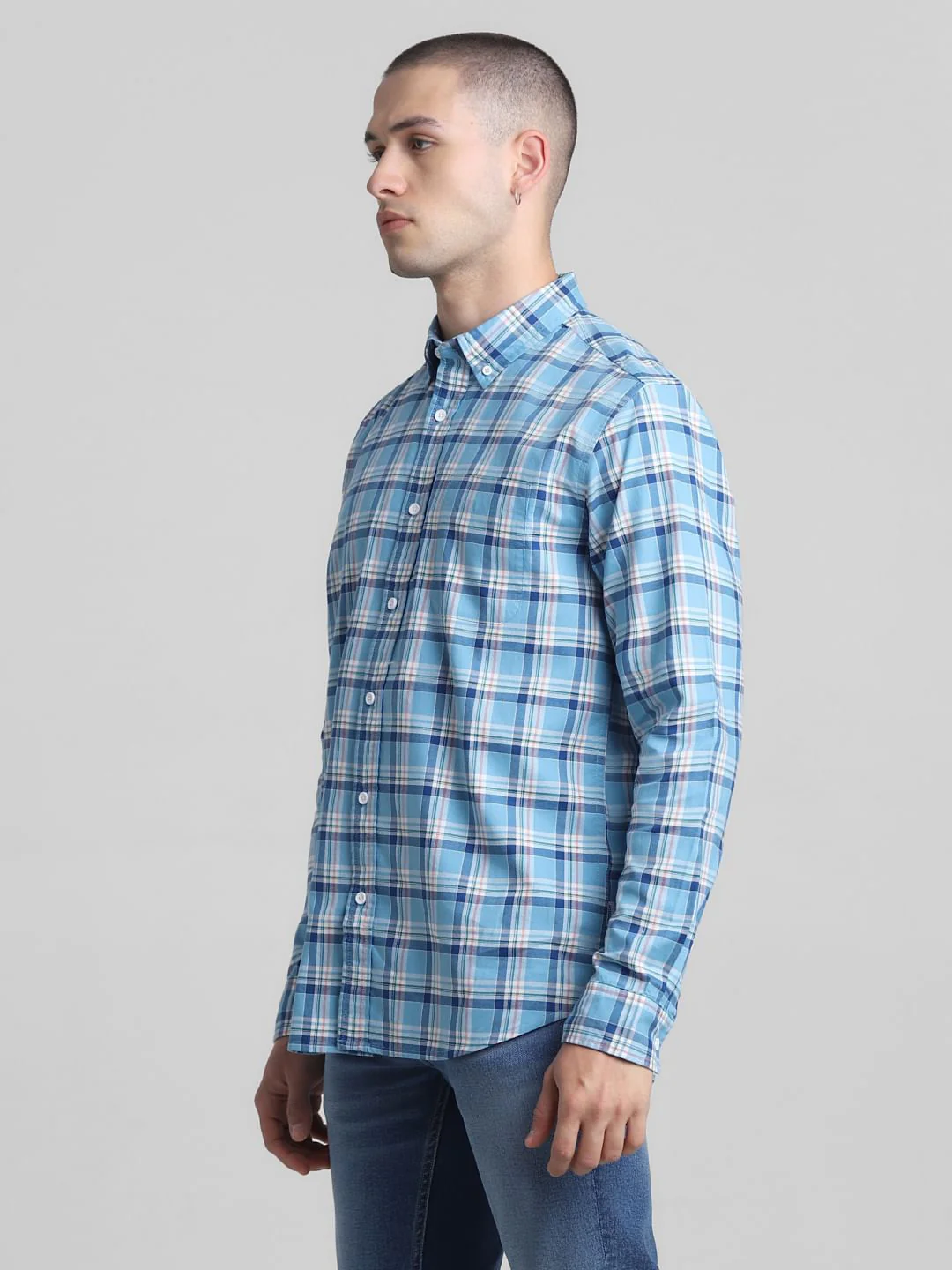 Light Blue Check Full Sleeves Shirt - Image 3