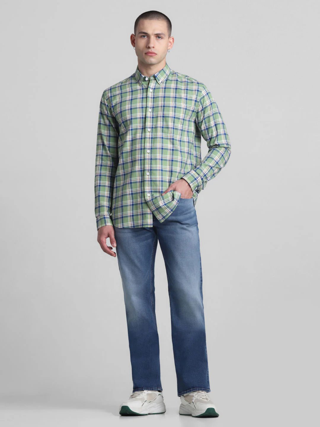 Light Green Check Full Sleeves Shirt - Image 6