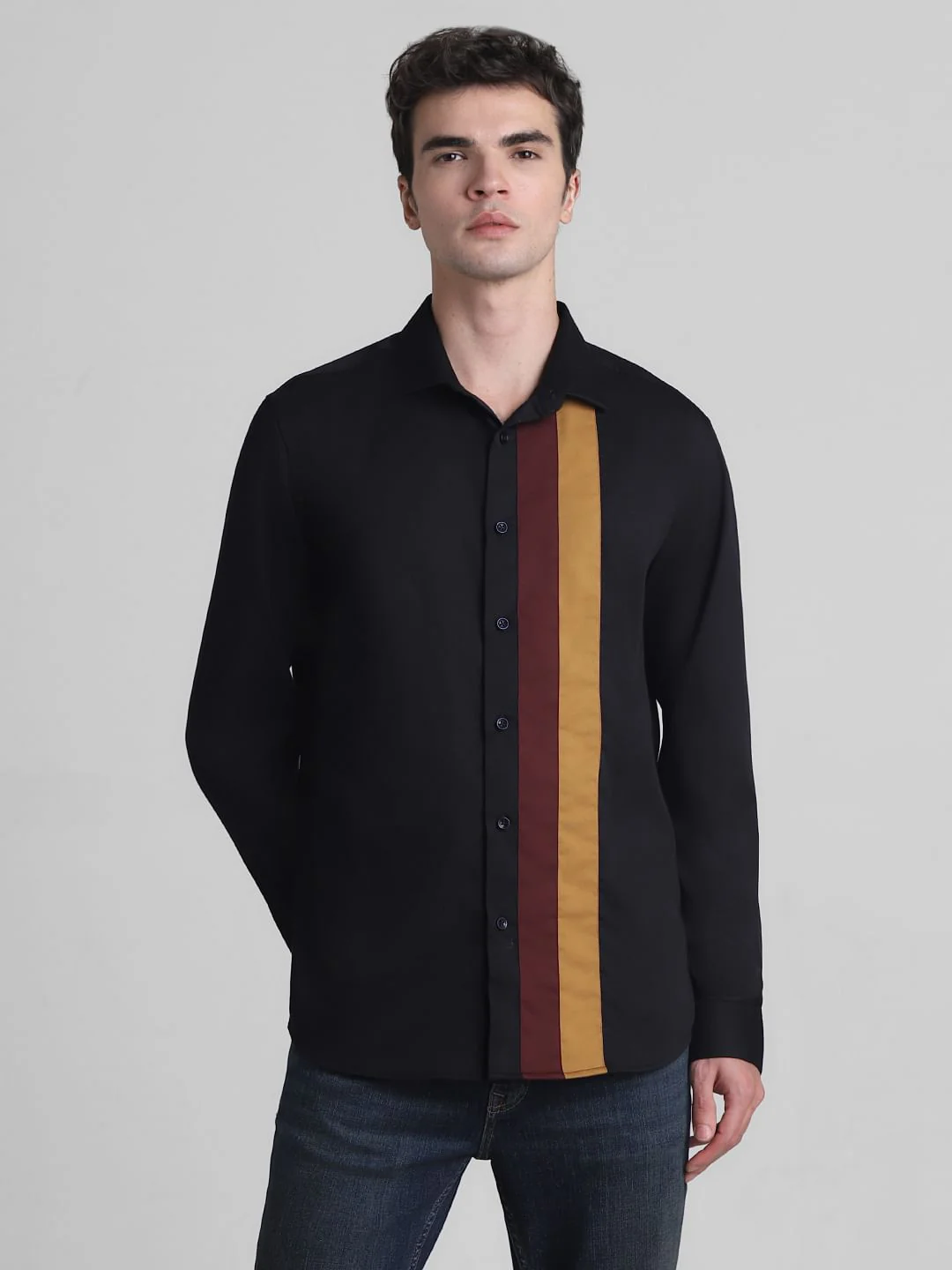 Black Printed Full Sleeves Shirt - Image 2